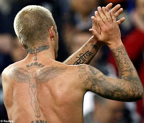 David Beckham back tattoo
